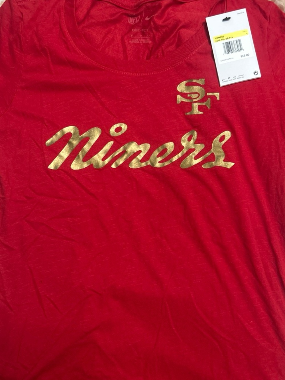 Nike Women’s Red "Niners" Gold Logo Short-Sleeve Top new with tags